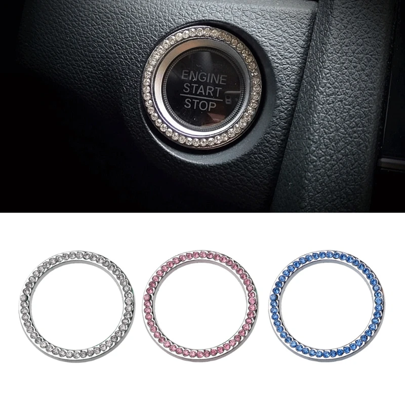 

Free Shipping Universal Car One-Key Engine Start Stop Ignition Push Button Diamante Ring Decor