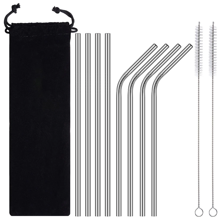 

2019 Amazon Hot Sale New Product Reusable Food Grade Colorful 304 Stainless Steel Drinking Metal Straw Custom Logo, As the picture