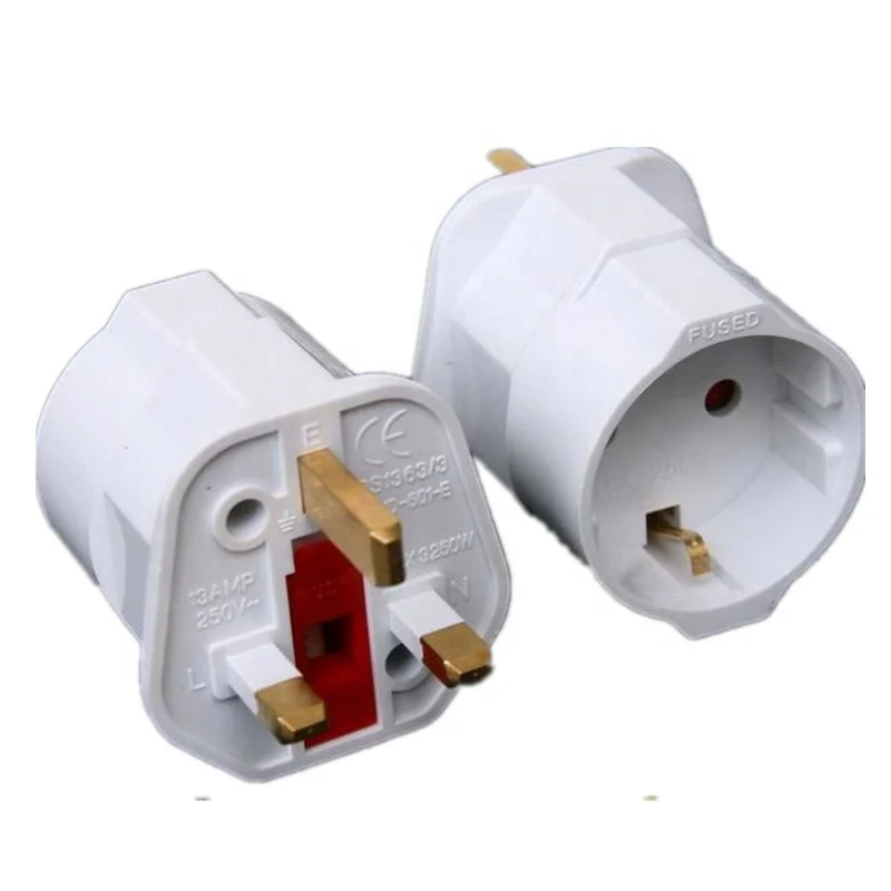 Multifunctional EU to UK Plugs Adapter EU to UK Plugs Power Converter Plugs 2 Pin Socket EU to UK Travel Adapter BS1363