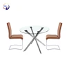 Chinese furniture supplier office round metal glass top center design dining set tables and chairs for events
