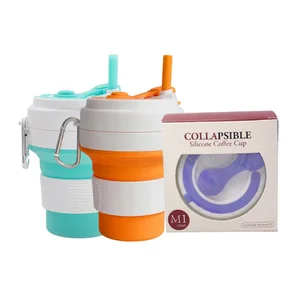 Image of FDA Approved Portable Collapsible Silicone Cup with Lid for Travel Camping