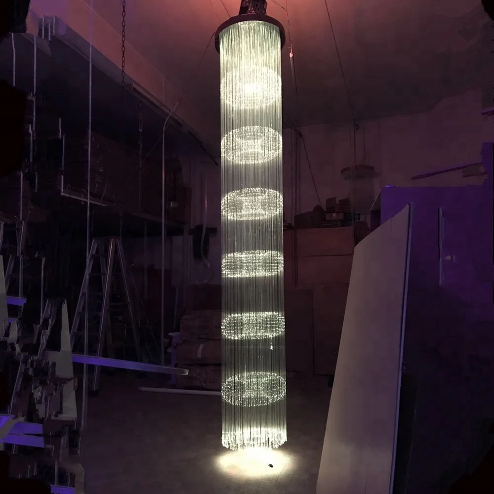 

Free shipping customized size modern led fiber optic pendant light with 6pcs Car tire D55cm H280cm, 7color changeable