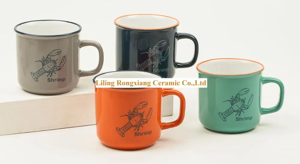 Oceanic Theme Ceramic Enamel Coffee Cup Ceramic Enamel Mug With Sea