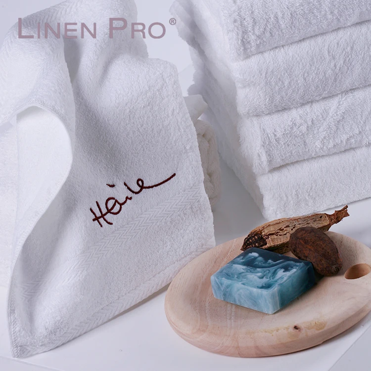

Luxury 60s 100% Cotton Pure White Handtuch Face Linen Hotel Terry Bath Towels Wholesale Beach Towel