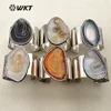 RB025 WKT Wholesale New Fashion Real Silver Plated Generous Bangle Natural Slice Agate Rhinestone Pave Bangle