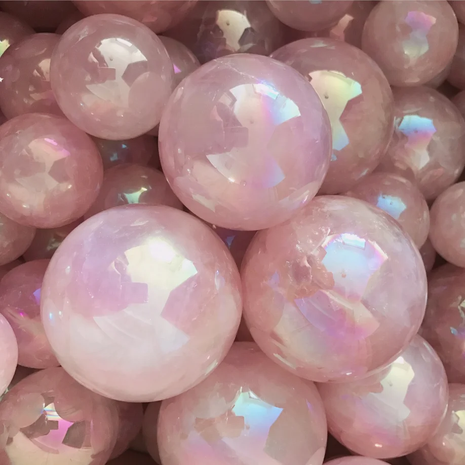 Natural Aura Angel Rose Quartz Crystal Ball Rose Quartz Crystal Sphere 