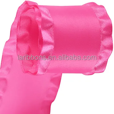 

Xiamen Factory Wholesale DIY Crafts Pink Double Ruffled Satin Ribbon, N/a