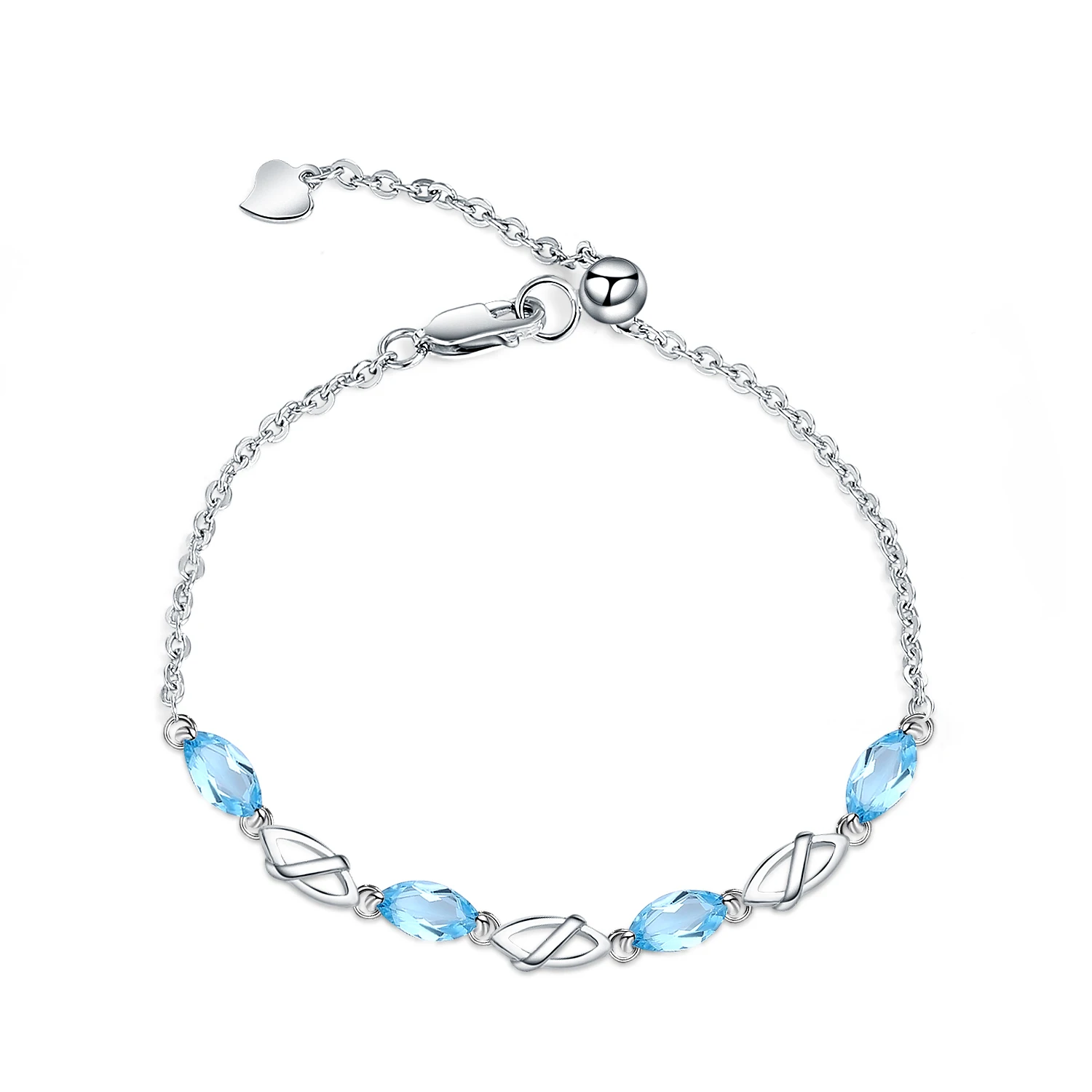 

Abiding natural swiss blue topaz gemstone fashion 925 sterling silver bracelet jewelry for girls