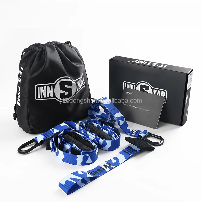 

Hot Sale Home Gym Fitness System Suspension Sling Trainer straps Kit, Blue
