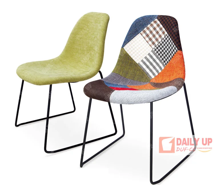 Leisure Patch Work Fabric Chair Bow Shape Chair with Steel Frame Newest Design Bar Cafe Chair for Rest