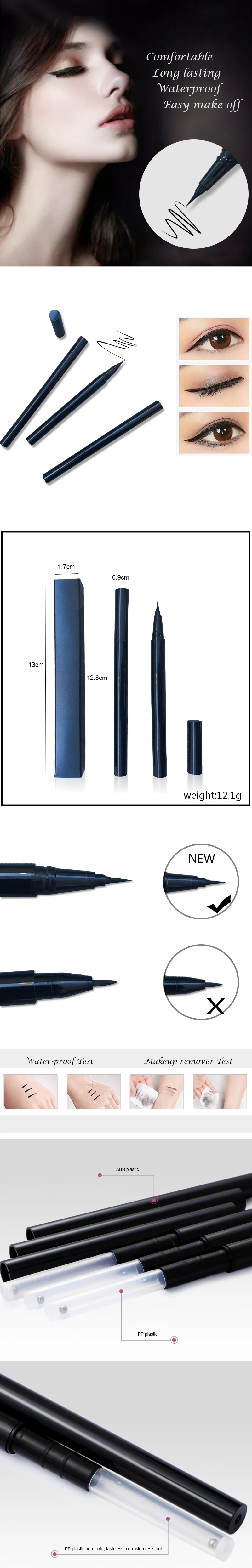 Make high quality makeup private label waterproof eyeliner liquid black eye liner