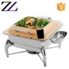 Square 6L economic hydraulic hinges stylish catering food warmer rack mughlai copper buffet serving chafing dish with glass lid