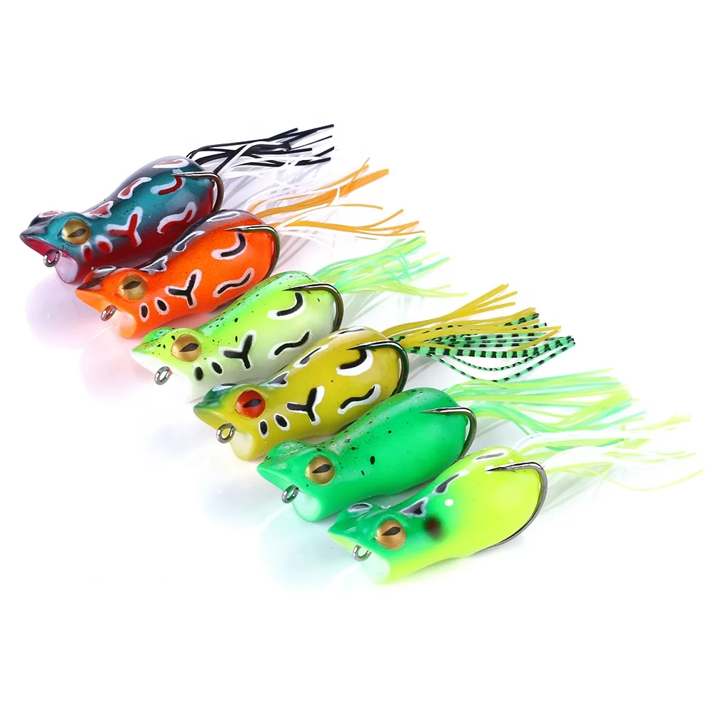 

12g cheap top water frog lures jump frog lure soft plastic lure, 6available colors to choose