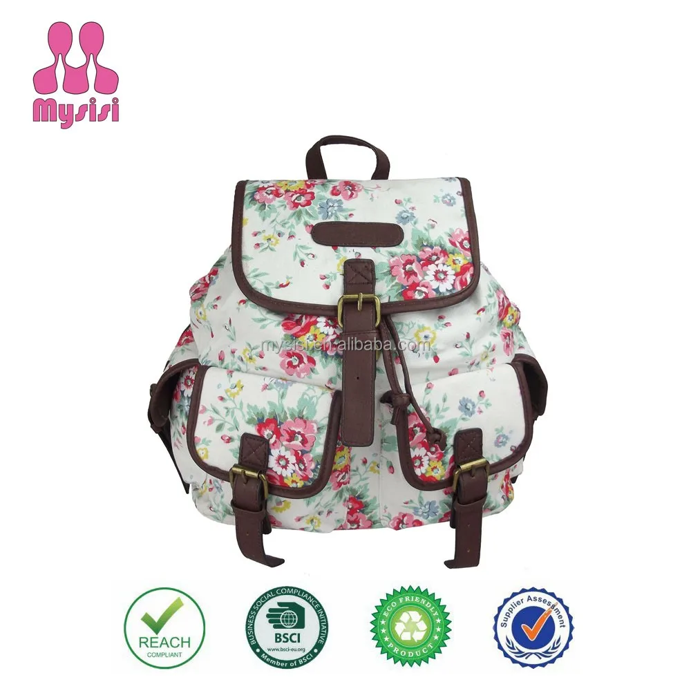 
Ladies Girls Floral Daisy Flower Printing Patten Backpack/Shoulder Bag/Rucksack Canvas Bag 