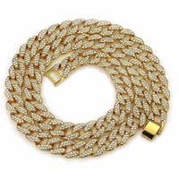 

Fashion Hiphop Jewelry Necklace Full CZ Crystal Chain Necklace Iced Out Men Cuban Link Chain