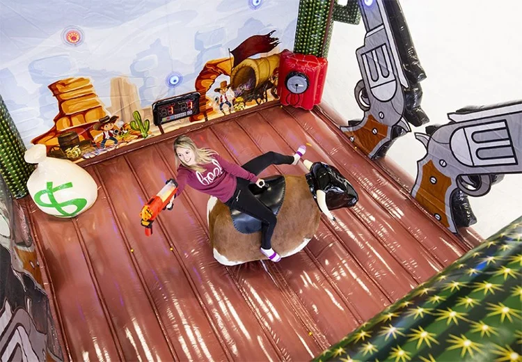 Factory Wholesale OEM Inflatable Mechanical Rodeo Bull Ride Machine Hippo Shooting Game Inflatable Mechanical Riding For Sale