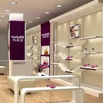 Modern Shoes Store Interior Design With Wood Shoe Cabinet And