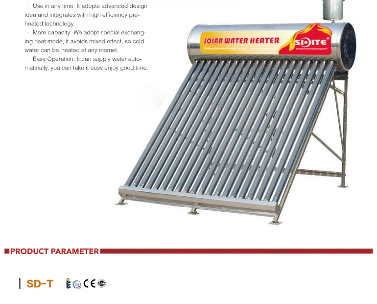 Crazy Assistant Tank Input Water Low Pressure Solar Geyser Solar Water