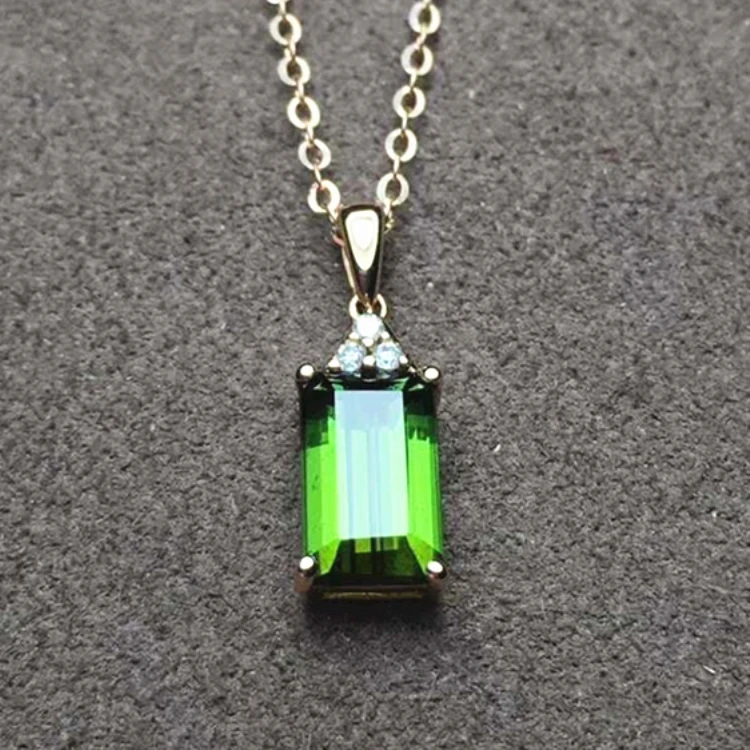 

diamond necklace rainbow necklace green color gemstone natural tourmaline necklace 18k gold jewelry