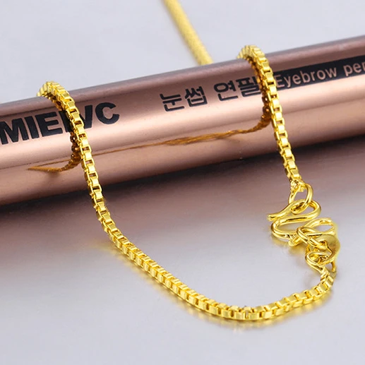 Jewelry gold plated brass women's thin chains necklaces