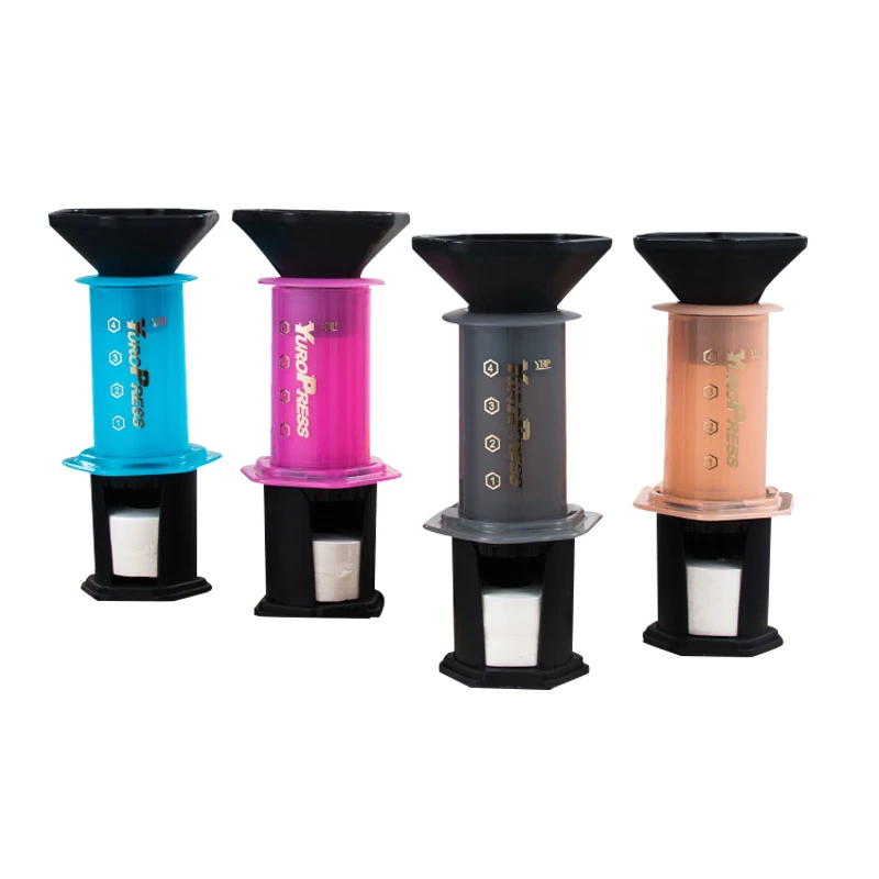 

Press Coffee And Espresso Maker Quickly Makes Delicious Coffee Without Bitterness - 1 to 3 Cups Per Pressing, Blue grey orange pink