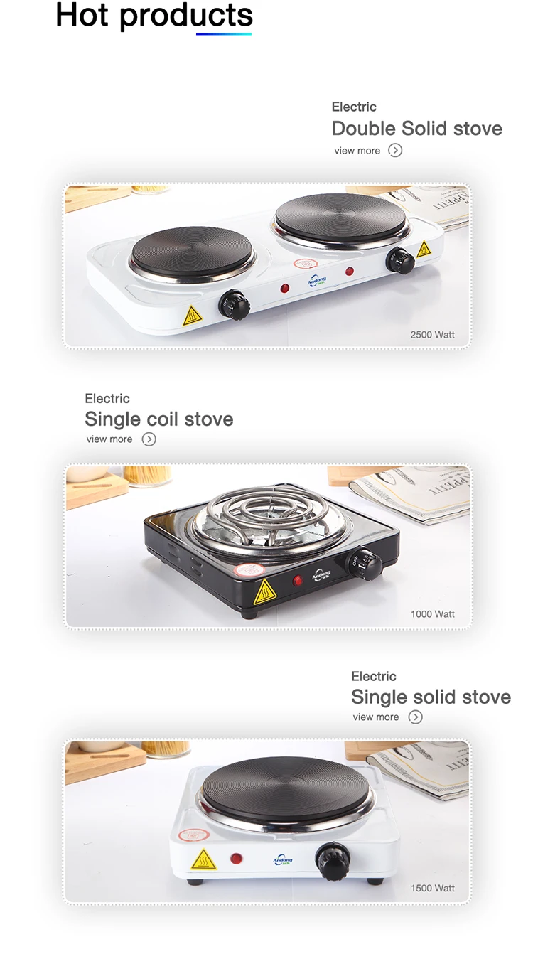 Kitchen Use Electric Solid Hot Plate For Cooking With Two Solid Heating