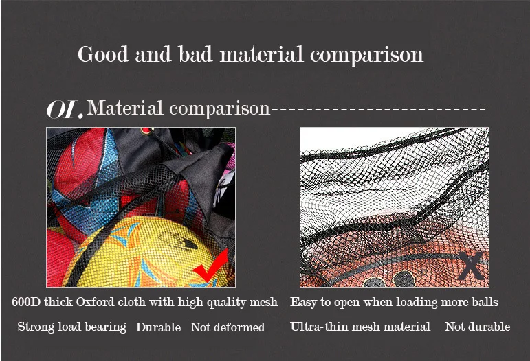 Heavy Duty Soccer Mesh Ball Carry Bag Mesh Soccer Equipment Ball Bag