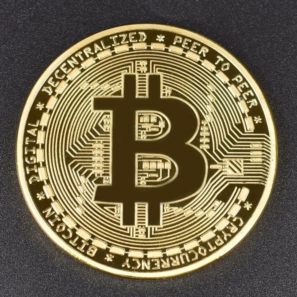 new packaging 999 gold plated bitcoin coin with luxury gift box