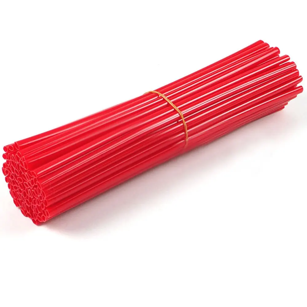 (Pack of 72) Dirt Bike Spokes Skins Rims Coats Skins Covers Rims Spoke Skins Enduro Wheel Clip Tube for Outdoor Activities Cycling Accessories (Red)