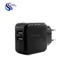 EU plug-in 5v 2.1a 2100ma 2 dual ports usb wall charger adapter CE listed