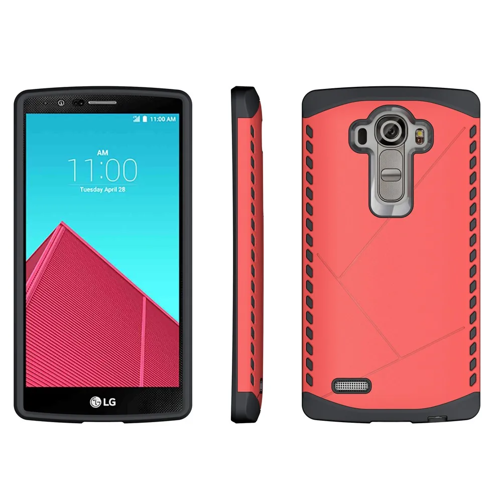 shockproof dual layer rubber protective back cover case for lg g
