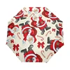 Christmas Santa Claus Candy 3 Folds Auto Open Close Anti-UV Umbrella
