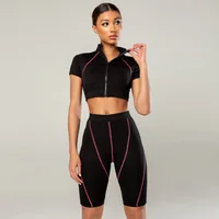 

Patchwork Crop Top And Shorts Sportswear Fitness Fitting Yoga Active Wear Sportswear Young Sport Womens Activewear Sets
