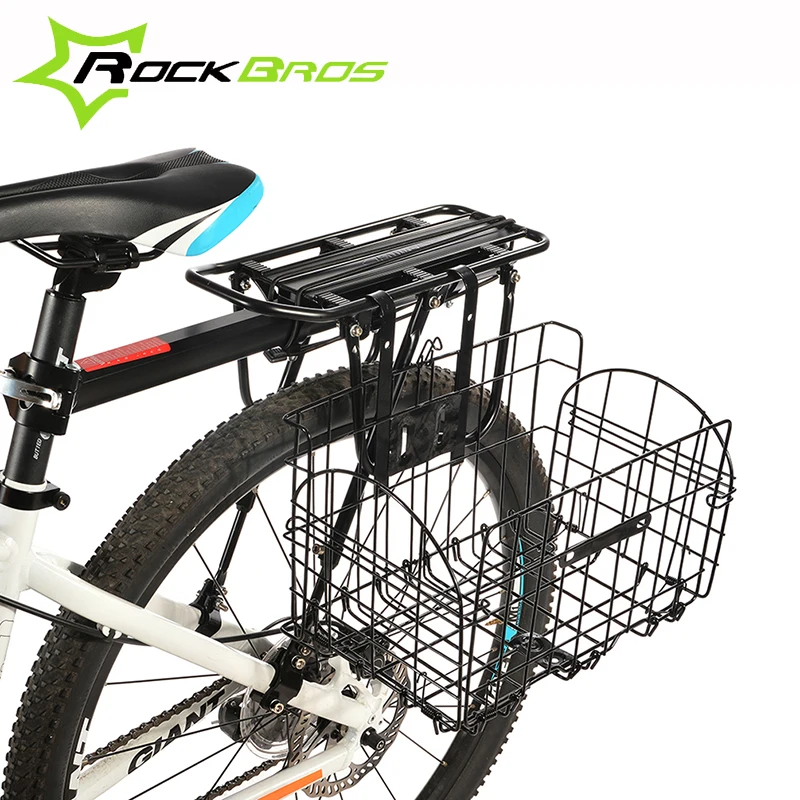 

ROCKBROS Wholesale Easy to Install Quick Release Foldable Stainless Steel Wire Bike Bicycle Basket, Black/silver