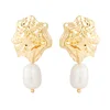 luxury alloy gold pearl oysters freshwater pearl earrings baroque earring studs earring for women