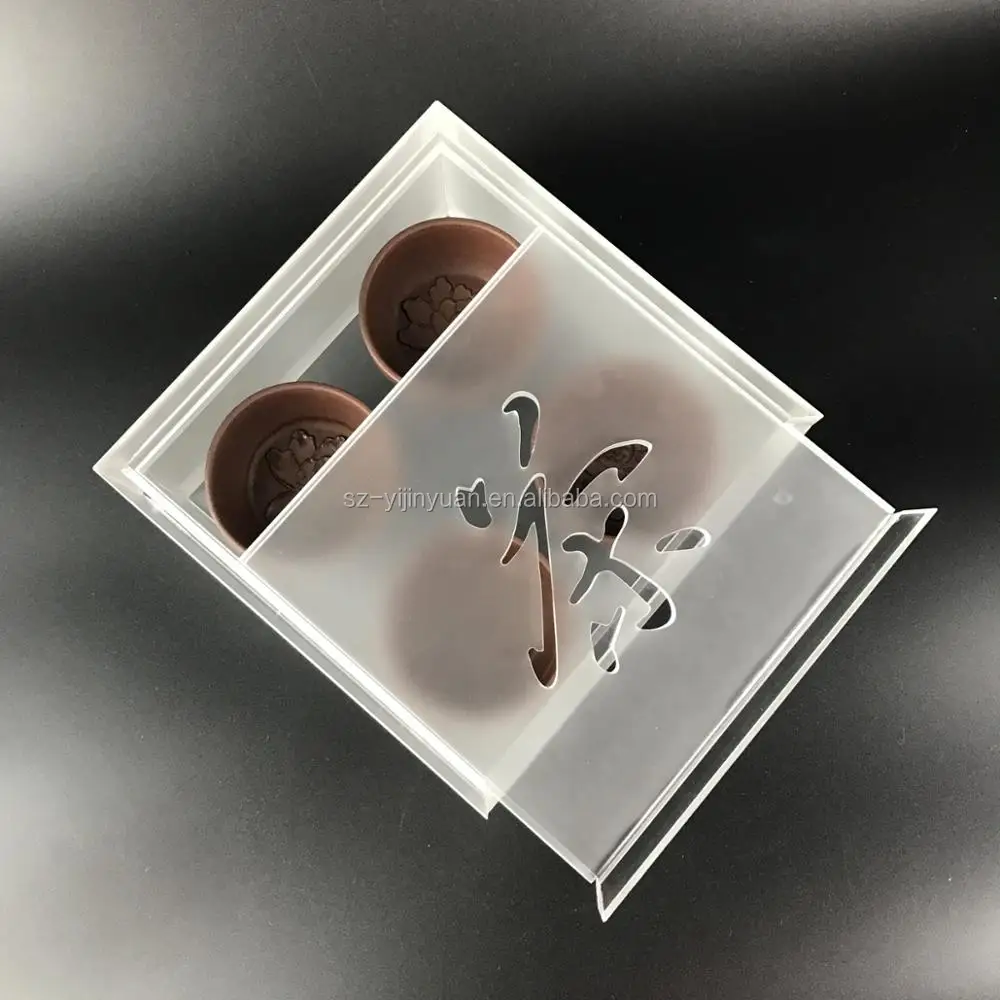 Useful handy acrylic tea cup and saucer box chinese tea gift box