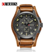 

New Male Business Wristwatch Date Clock Vintage Leather Military Quartz Fashion Waterproof Luxury Curren Brand 8225 Men Watch