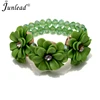 Junlead Chunky Fashion Green Acrylic Bracelet Bangle Crystal Fancy String Beads Flower Pendant Bracelet Bangle For Women Jewelry