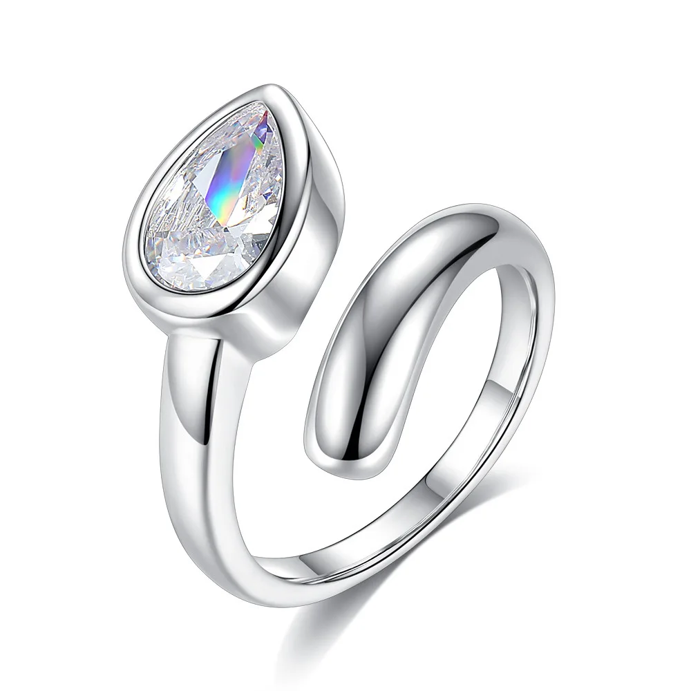 

Simple ladies silver plated opening multicolor leaf ring fashion wedding party jewelry accessories ring