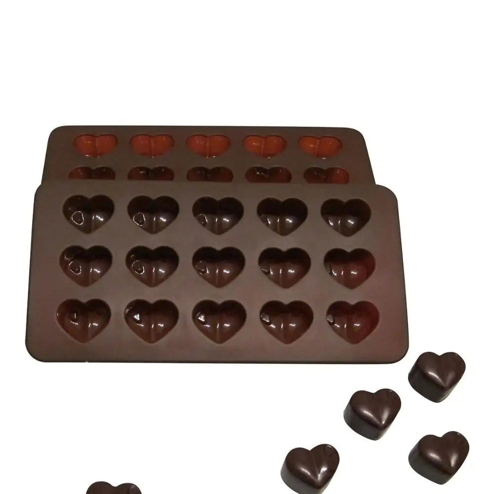 

Hot Sale Heart Shaped 15 Cavity Silicone Mold for Chocolate, Jelly and Candy, We can do all colors from pantone