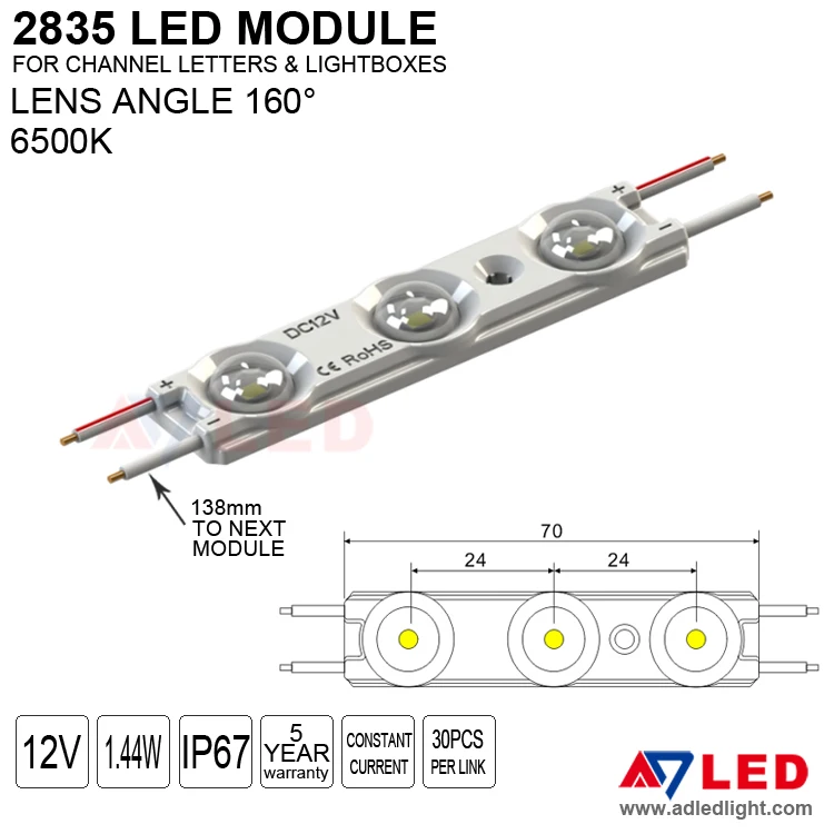 Waterproof IP67 3leds smd 2835 led driver module for lighted sign billboard