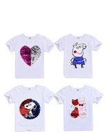 

New fashion style custom design custom reversible logo girl sequin t shirt