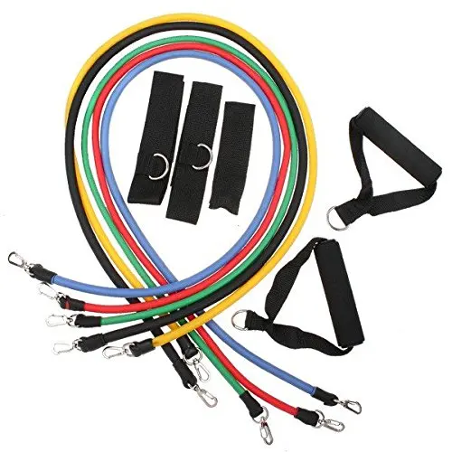 

11 Pcs Resistance Bands Set Yoga Pilates Abs Workout Exercise Tube Fitness Band