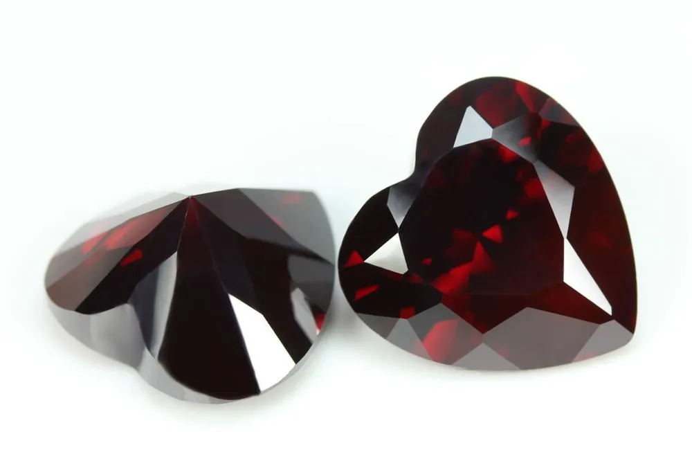 excellent garnet heart cubic zirconia loose gemstone