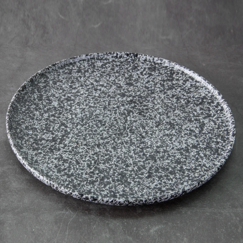 

Matt ceramic plate green 12inch big dinner plate, Stone grain