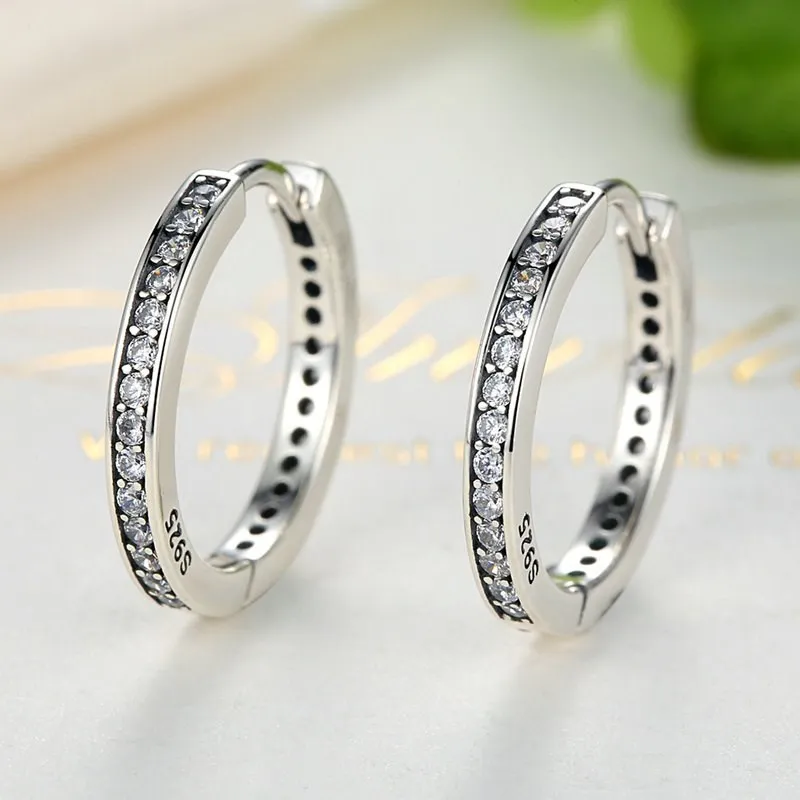 

925 Sterling Silver Cz Hoop Stud Earrings For Women