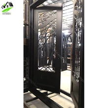 Новый дизайн доступный арочный кованого железа Двойной вход стеклянные двери