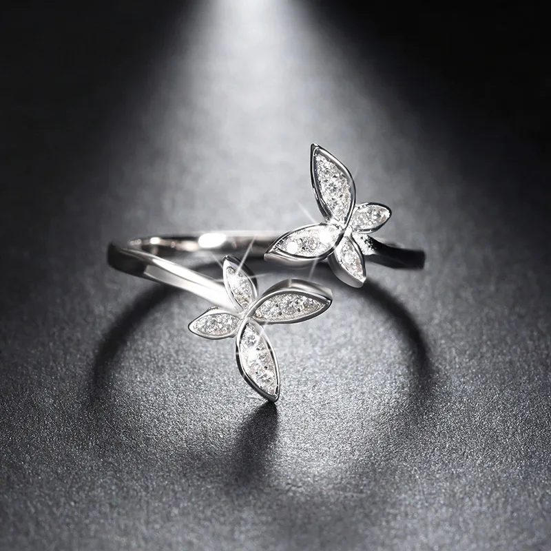 

RINNTIN SR10 Fancy Butterfly Designs for Girl Women 925 Sterling Silver Rings