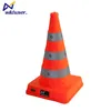 orange foldable collapsible reflective safety traffic cone with flashing LED light