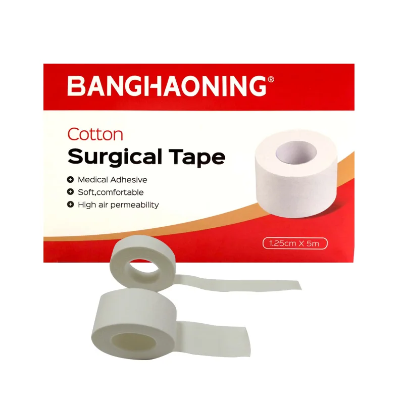 FDA CE ISO 1.25cmX5m Zinc Oxide Tape Medical Adhesive Plaster Roll with plastic spool and cover